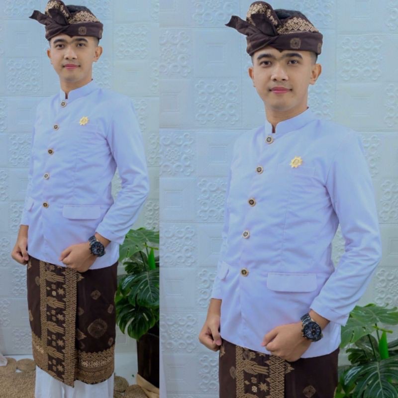 Kemeja adat bali ke pura baju safari pria (lengan panjang)