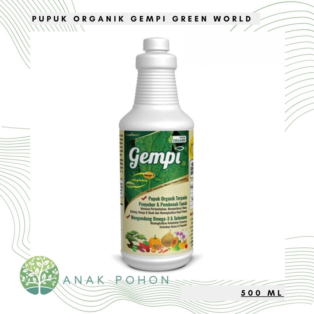 Pupuk Organik GEMPI - GREEN WORLD - 500 ML - Mengandung Omega 3 &amp; Selenium dari Ikan Tuna Australia - Meningkatkan Hasil Panen dan Kekebalan Tanaman Terhadap Hama &amp; Penyakit