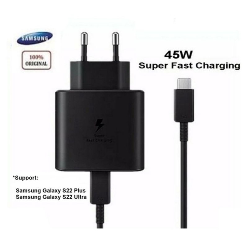 CHARGER SAMSUNG 45W GALAXY S22+ / S22 ULTRA / NOTE10+ / S22 PLUS SUPER FAST CHARGING USB TYPE-C ORIGINAL