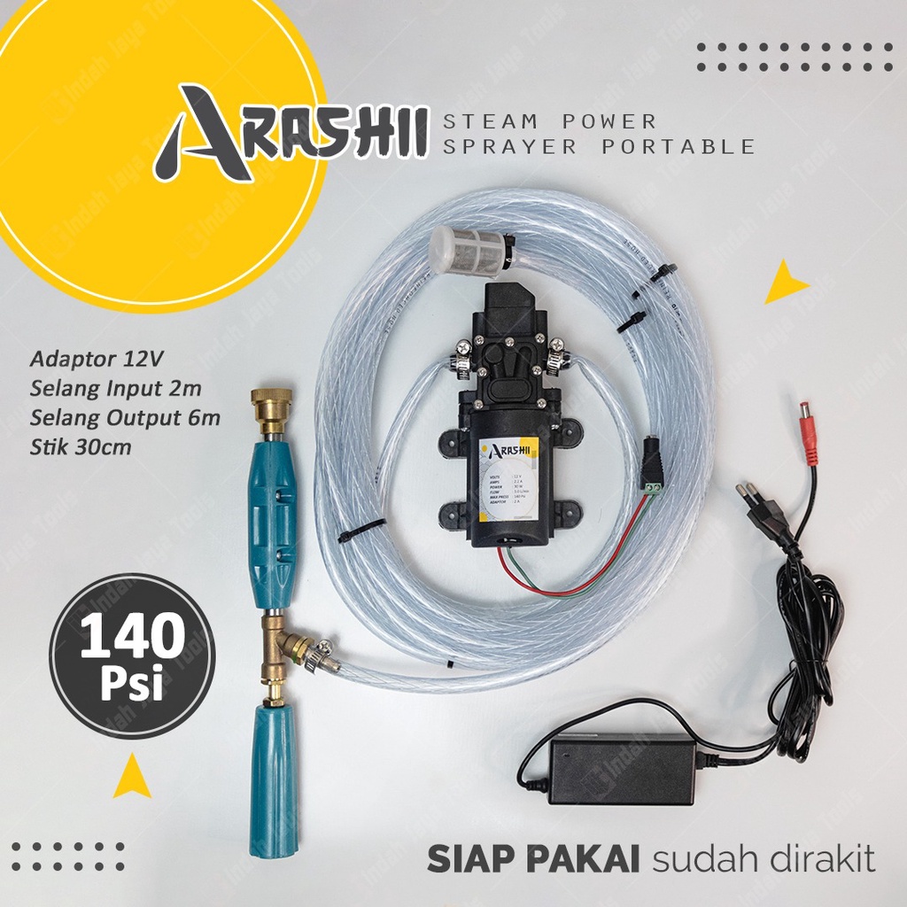 PAKET SET Mesin Cuci AC Motor Mobil Steam Power Sprayer Alat Portable