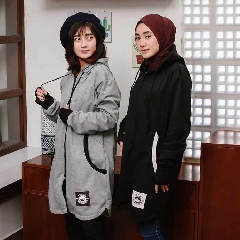 Long RH Zipper || Hoodie Hijaber || Sweater wanita #LRZ