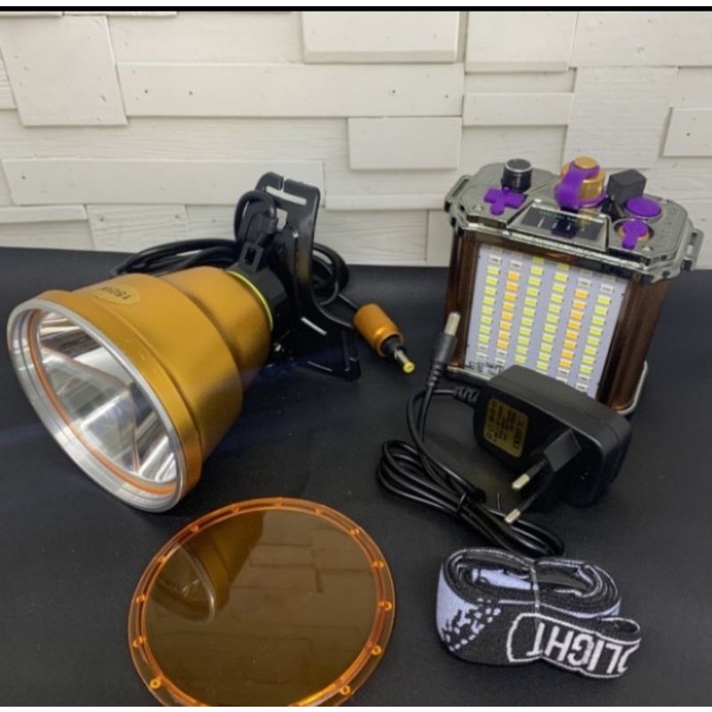 Senter Kepala Kiseki 150 Watt CK 958 Dengan Aki Bisa Lampu Dan PB Super Terang.
