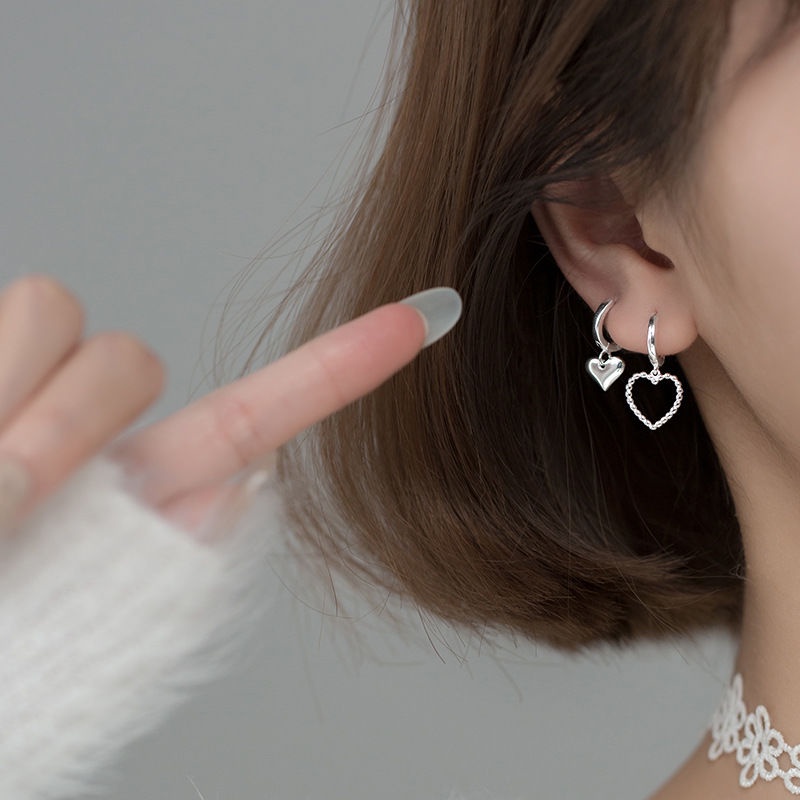 Hollow Love Asymmetrical Earrings Accessories Korean Style Simple