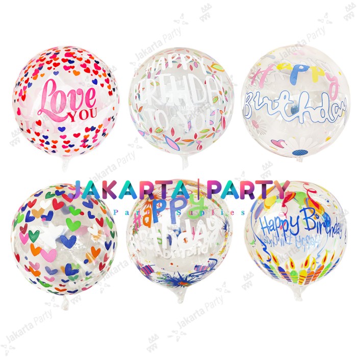 Balon Transparan PVC Motif / Balon Bobo Motif / Balon PVC HBD