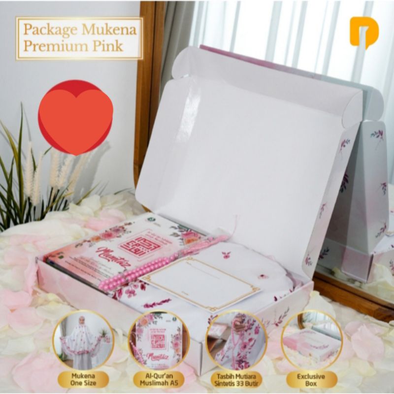 Package Mukena Satin Motif Bunga Premium Pink