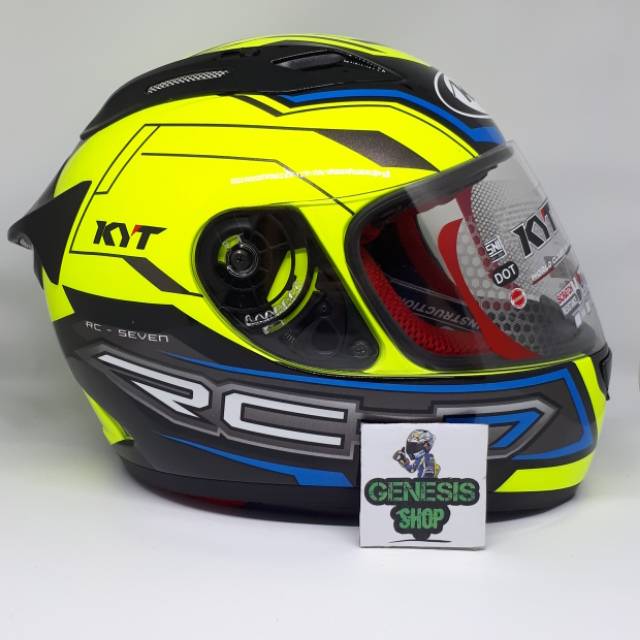 Jual Helm KYT full face helm KYT RC7 motif seri 14 yellow fluo