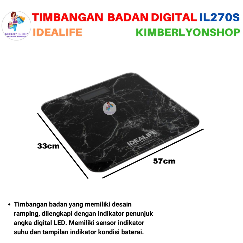 Digital Bathroom Scale Timbangan Badan IL270s IDEALIFE