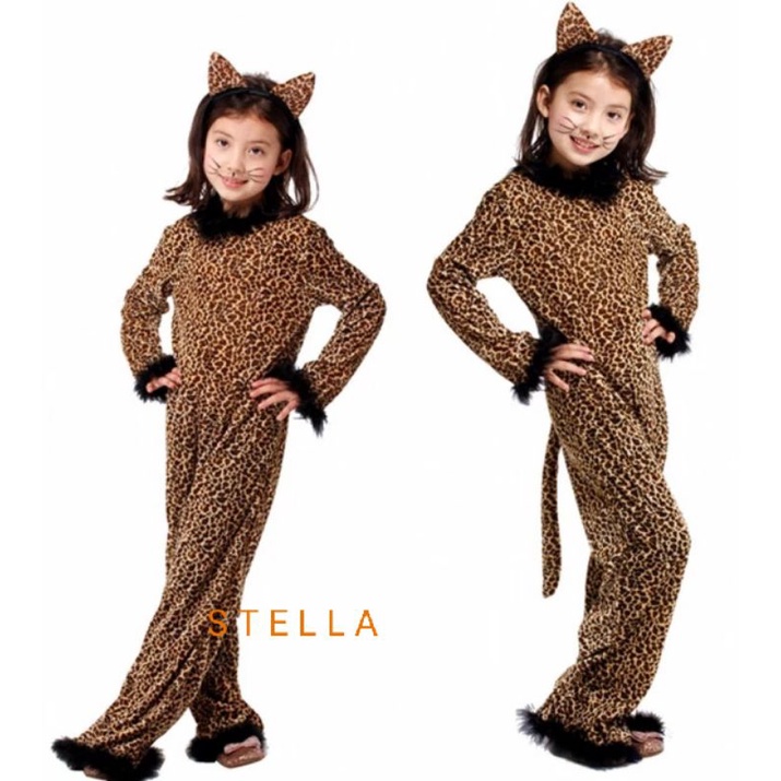 kostum anak Halloween LEOPARD Girl / Macan Jumpsuit Full Set