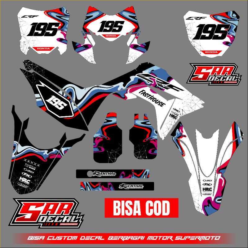 DECAL CRF 150L FULL BODY - DECAL SUPERMOTO MOTO CROSS - DECAL CRF SIMPEL KEREN - DECAL CRF MERAH PUT