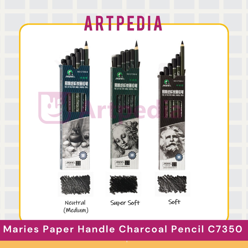 

Pensil Sketsa / Maries Paper Handle Charcoal Pensil C7350 - Neutral - Soft - Super Soft