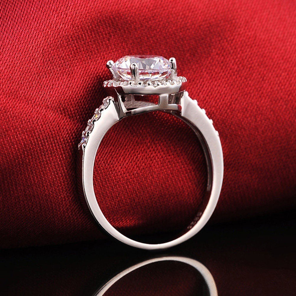 Cincin Sterling Silver 925 dengan Cubic Zirconia untuk Wanita