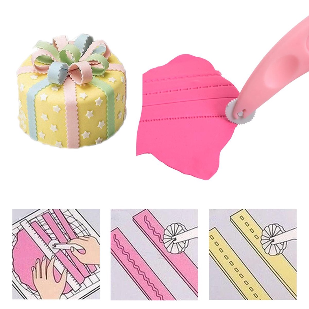 [Elegan] Fondant Cutter Sugarcraft Alat Dekorasi Kue 4roda Jahitan Cetakan Kue Kering