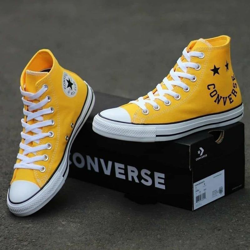 Sepatu Sneakers Converse CT All Star HI Amarillo Smile Sun Flowers BNIB Original
