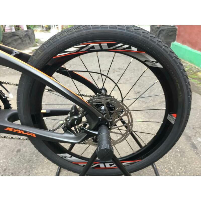 sepeda lipat seli SAVA FN black orange new fullbike shimano mt200 grupset rd shimano 11s