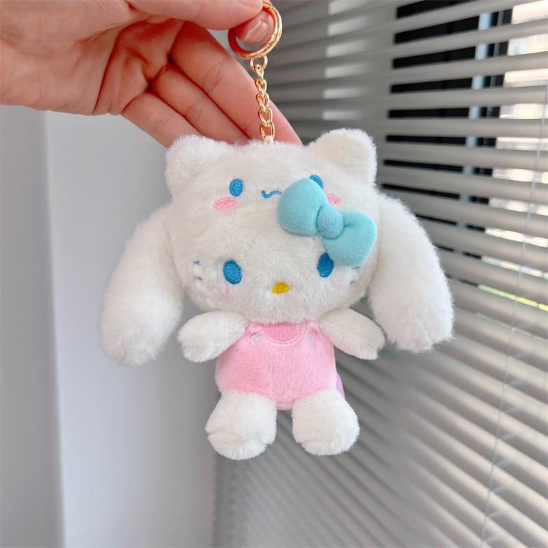 13cm Cute Sanrio Pendant Cinnamoroll Dress Up Plush Kuromi Melody Soft Keychain Gift