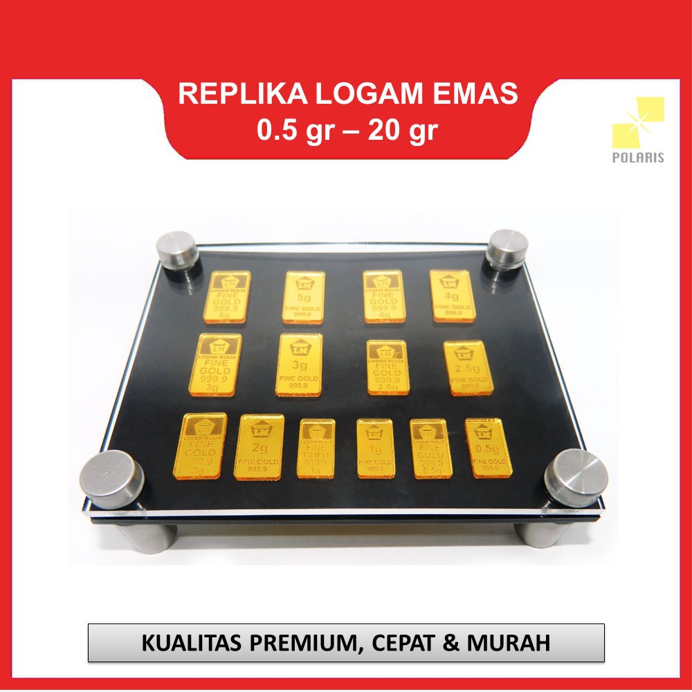 REPLIKA LOGAM EMAS LOGAM MULIA 20 gr - 50 gr UNTUK DEKORASI MAHAR