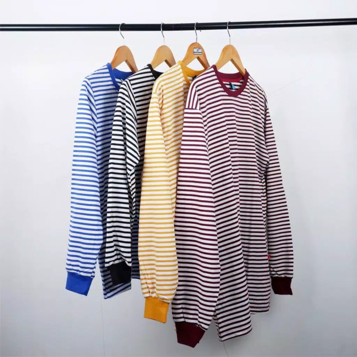 KAOS POLOS PRIA STRIP KECIL PANJANG - AWESAM HOT DEAL