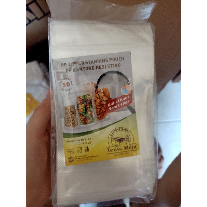 Standing Pouch Bening / Plastik Kemasan Makanan Berdiri Klip 10x17 12x20
