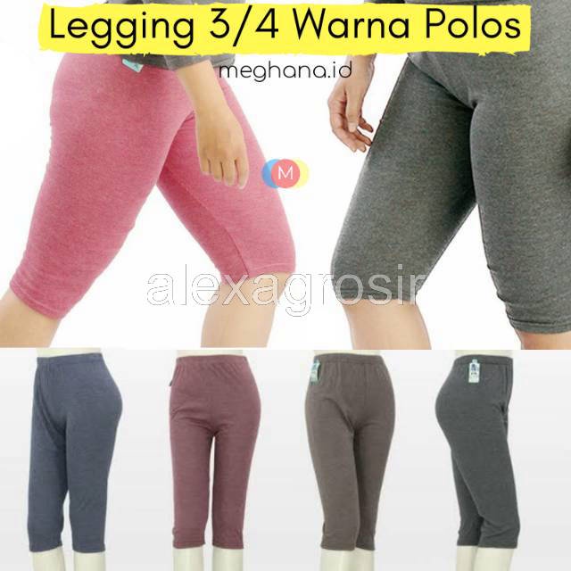 Legging Warna 3/4 Bahan Spandex Rayon Warna 3/4 Size 3L 4L 5Lsembur