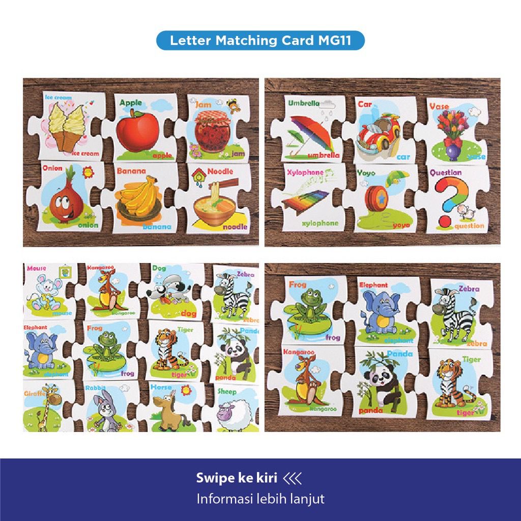 Mainan Edukasi Anak LETTER MATCHING CARD Matching Puzzle Kayu Belajar