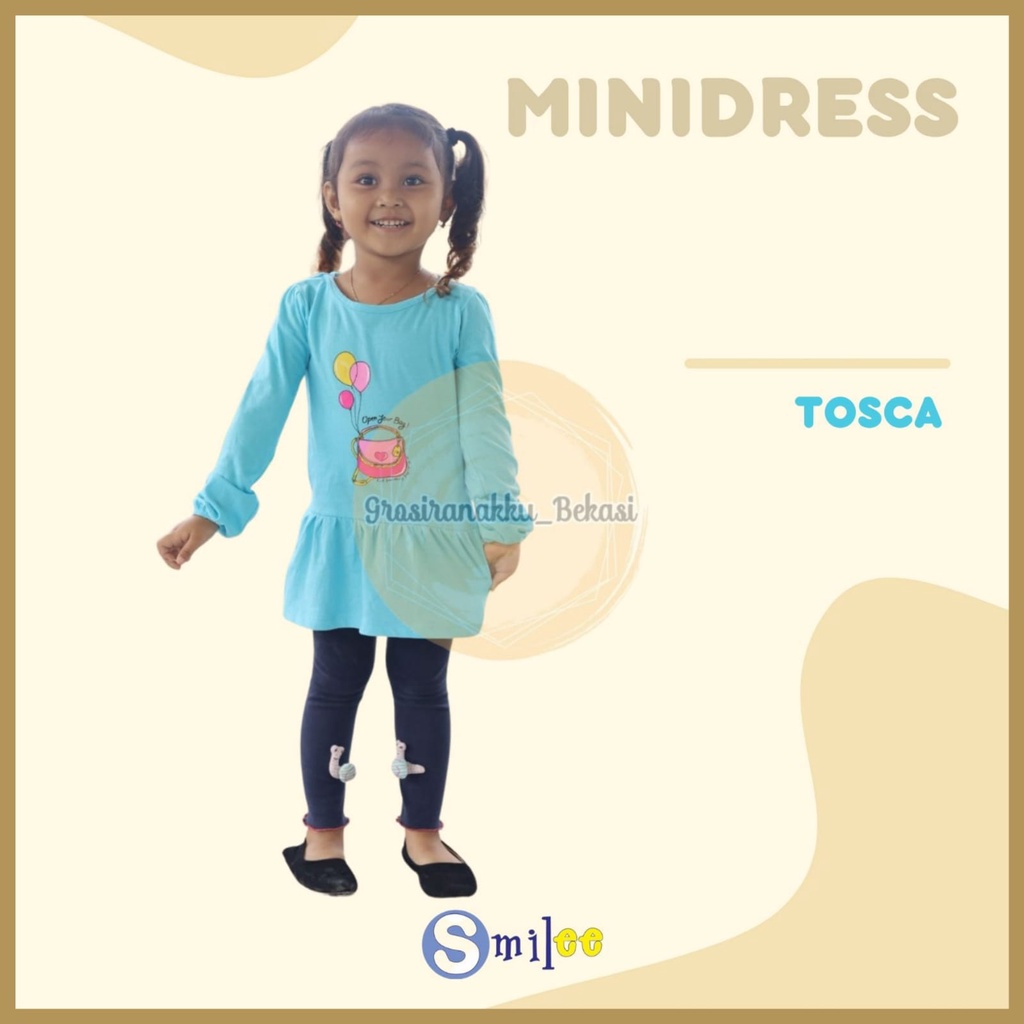 Minidress Anak smilee Warna Biru Muda Size 1-5Tahun