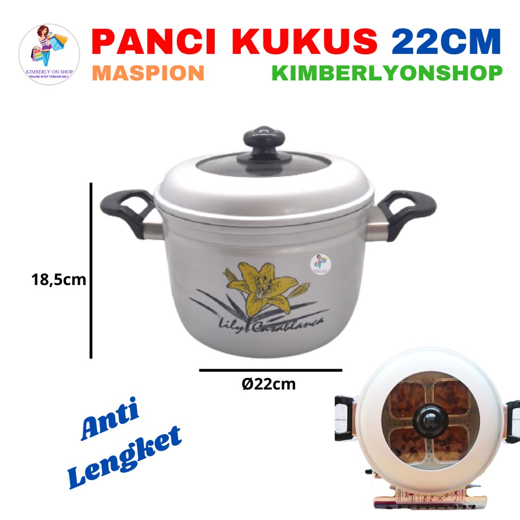 Panci Kukus Steamer Rice Cooker Pancaguna Tutup Kaca 22 cm Maspion