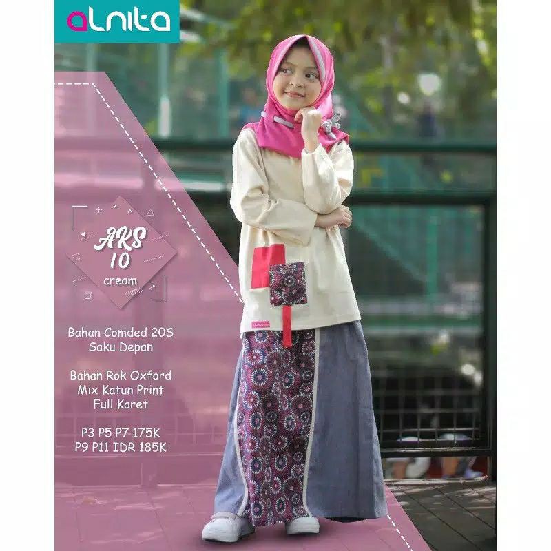 15. ATAS BAWAHAN ROK  ANAK ALNITA  KIDS AKS 010 CREAM