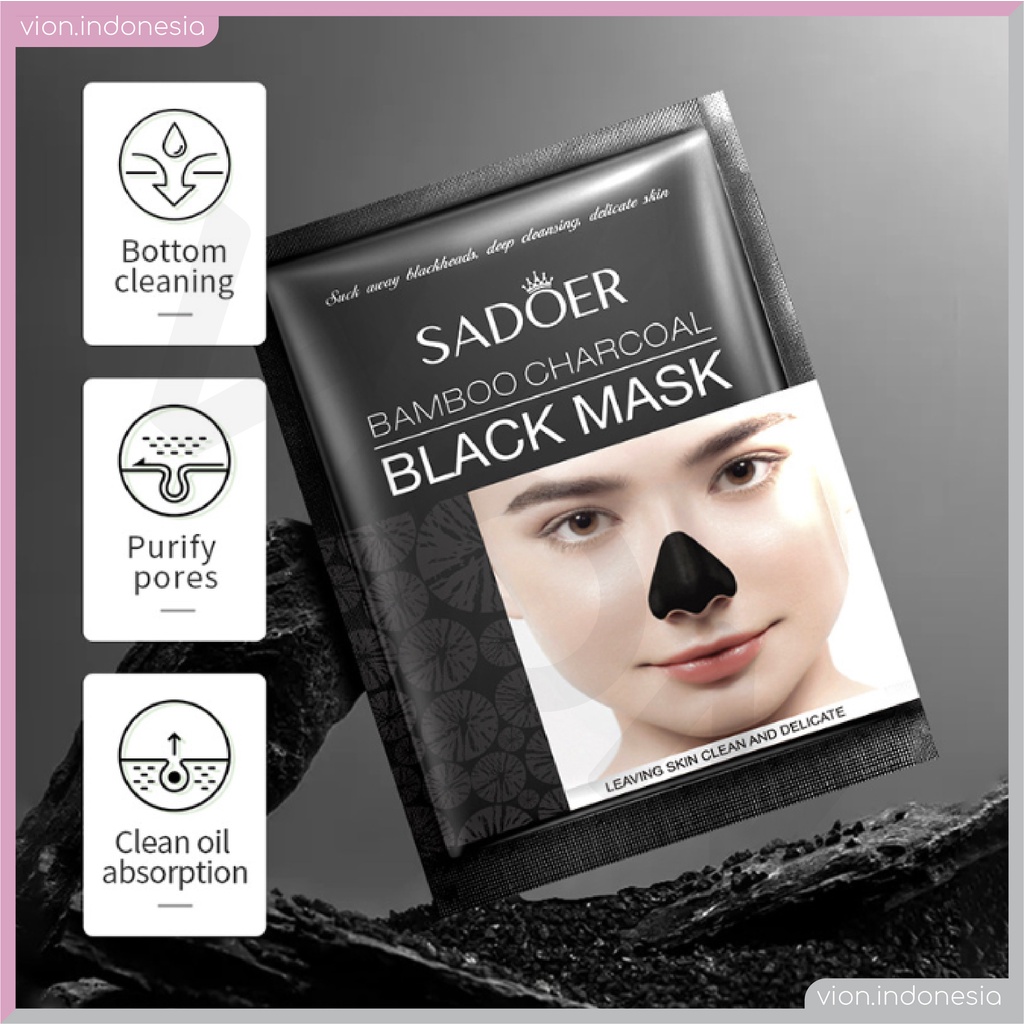 SADOER Masker Komedo Bamboo Charcoal Blackhead Remover Mask Peel Off Mask Wajah Hidung Pembersih Black Head SR004