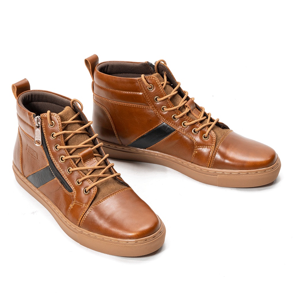 Sepatu Pria Casual Sneakers Kulit Asli Mahanta High Top Leather Q74