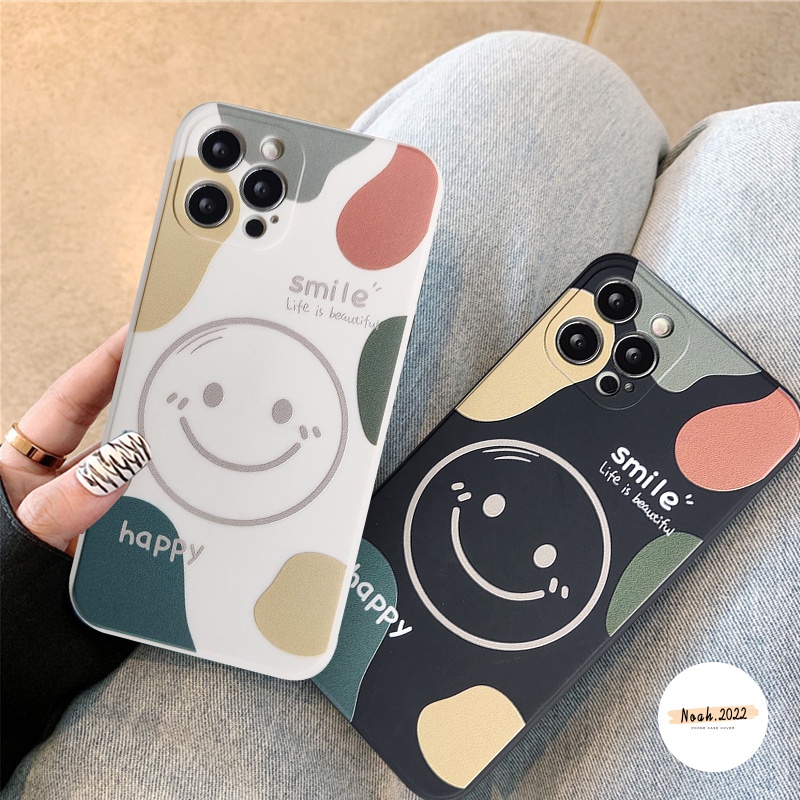 Soft Case Bahan TPU Desain Smiling Face Untuk Iphone 13 12 11 Pro Max X XR XS Max 6 6s 7 8 Plus SE 2020