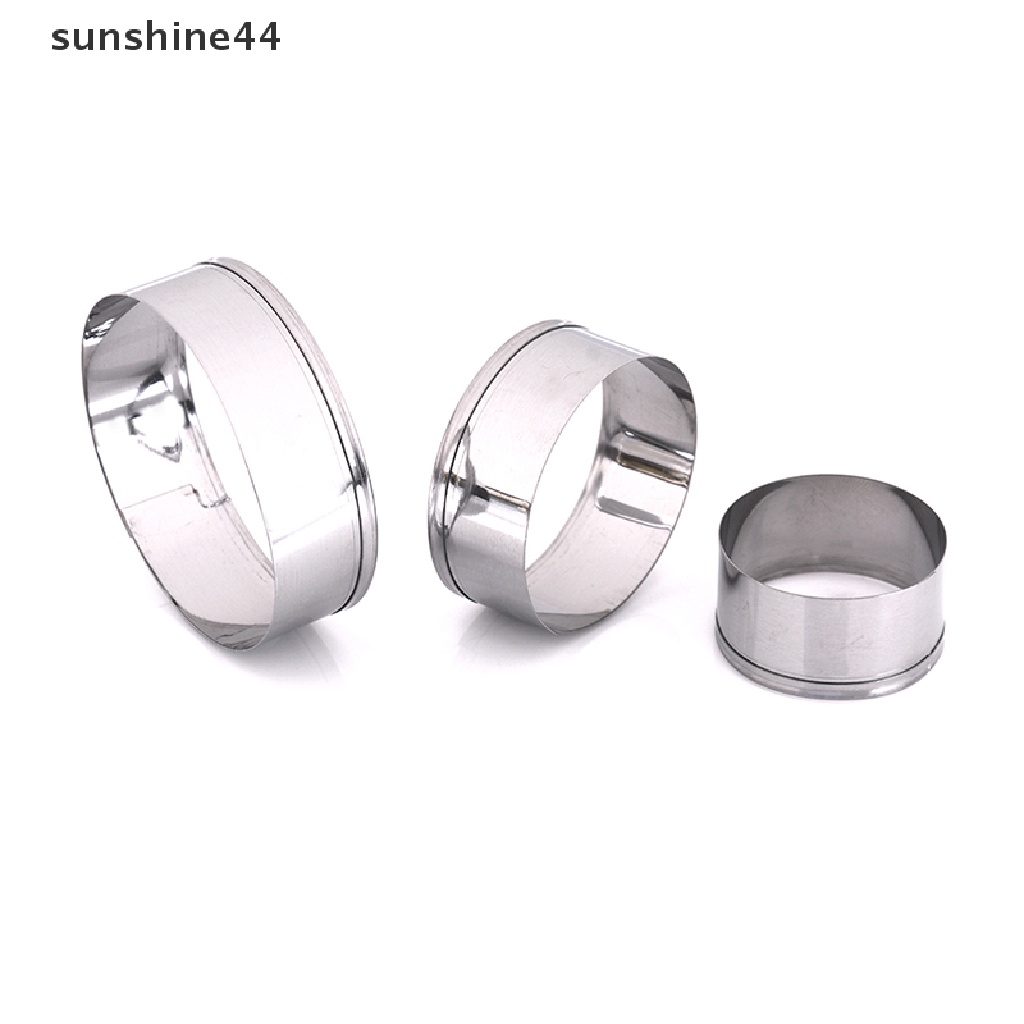 Sunshine 3pcs / set Cetakan Pemotong Biskuit / Kue Bentuk Bulat Bahan stainless steel