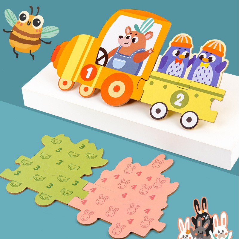 TweedyToys - Puzzle Traffic Forest Animal Train/Mainan karakter