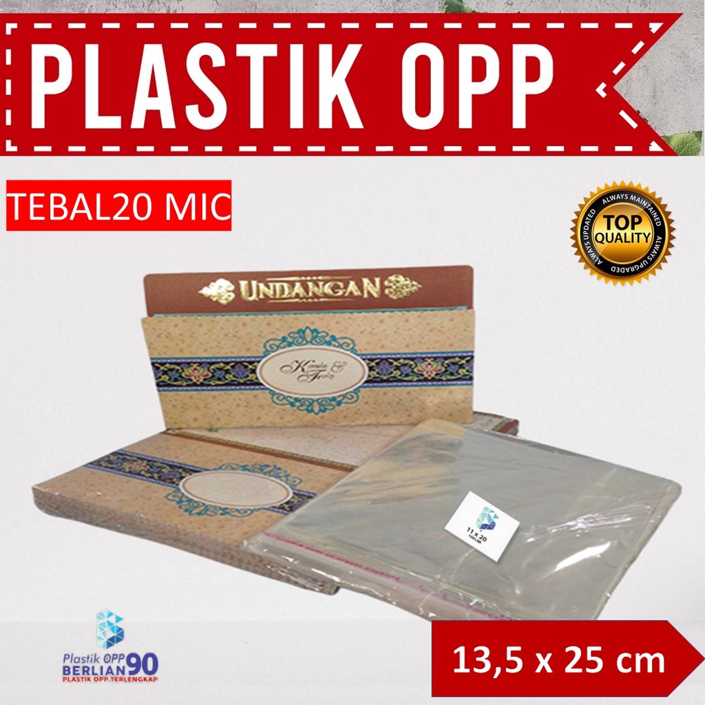

PLASTIK OPP 13,5 X 25 CM 20 MIC / PLASTIK UNDANGAN / PLASTIK AKSESORIS