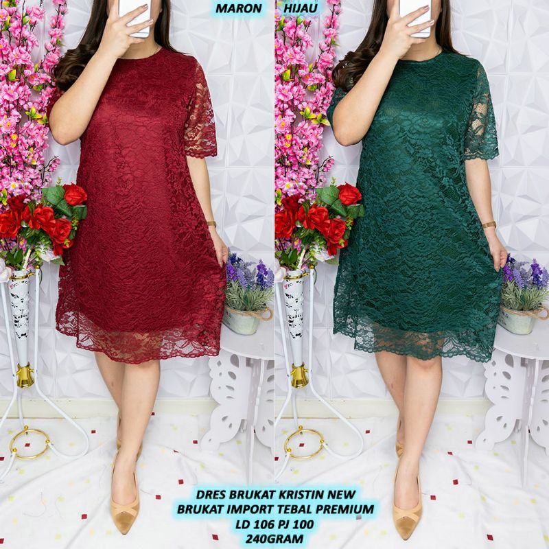 Dress brukat kristin new/dress natal/dress gereja