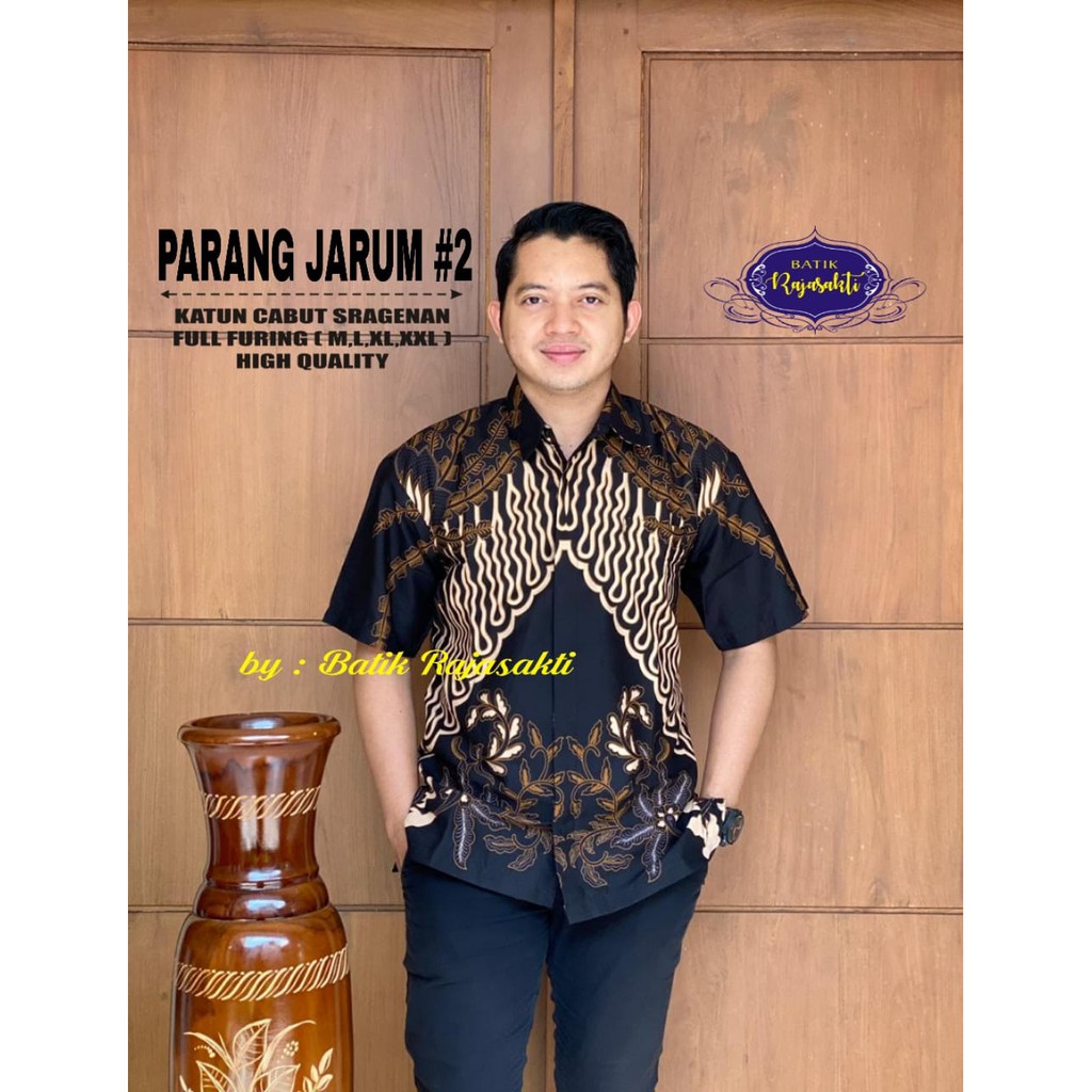 PARANG JARUM 2 Kemeja Batik Pria Lengan Pendek Katun Halus FULL FURING Rajasakti