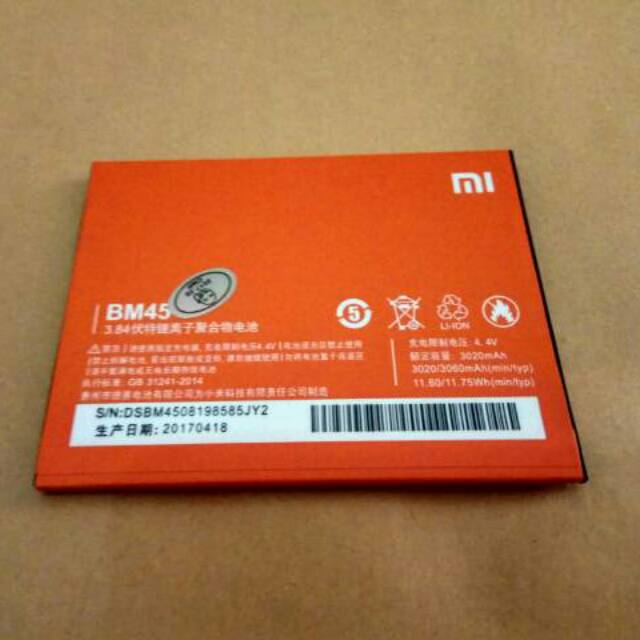 Batre Batrei Baterai Battery Xiaomi Redmi Note 2 BM45 