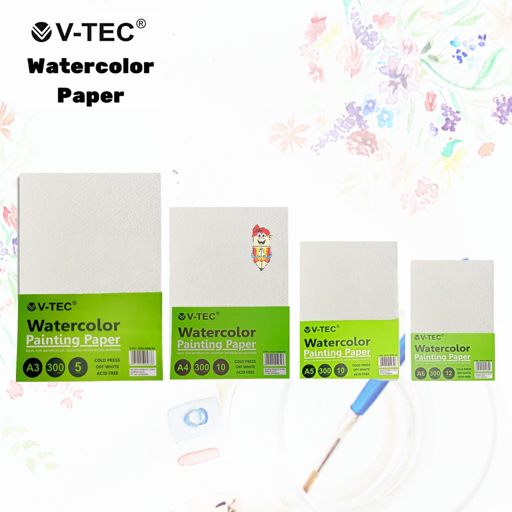 

V-Tec Watercolor Painting Paper A3, A4 , A5 , A6 300gsm Cold Press - vtec watercolor paper