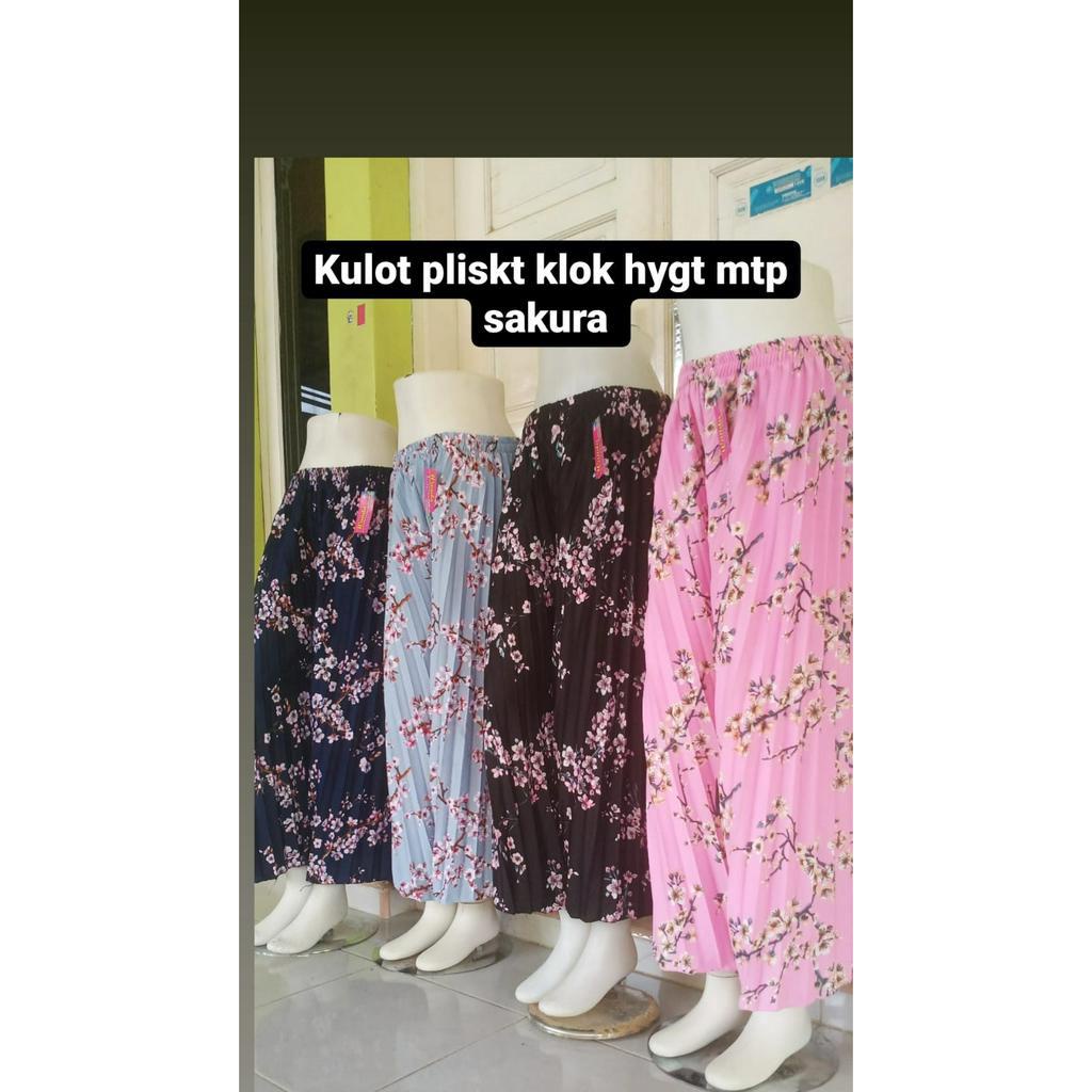 CELANA KULOT PLISKET KLOK PREMIUM MOTIF BUNGA JUMBO TERLARIS