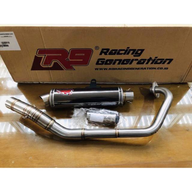 Knalpot R9 mugello black cb 150/ cbr 150 karbu