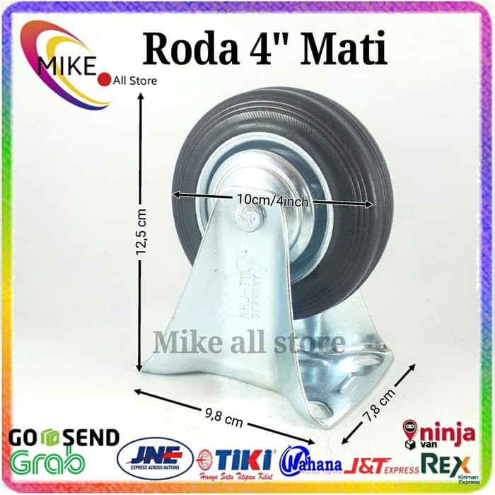 Roda Troli 4" Mati Roda Karet 4inchi Roda Troly Roda 4 inch