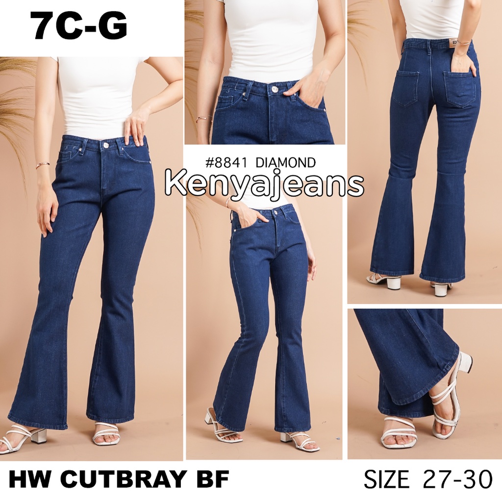 7C-G CELANA JEANS PREMIUM HIGHWAIST CUTBRAY BIRU DIAMOND /BOYFRIEND CUTBRAY /NONSTREACH JEANS /27 - 30