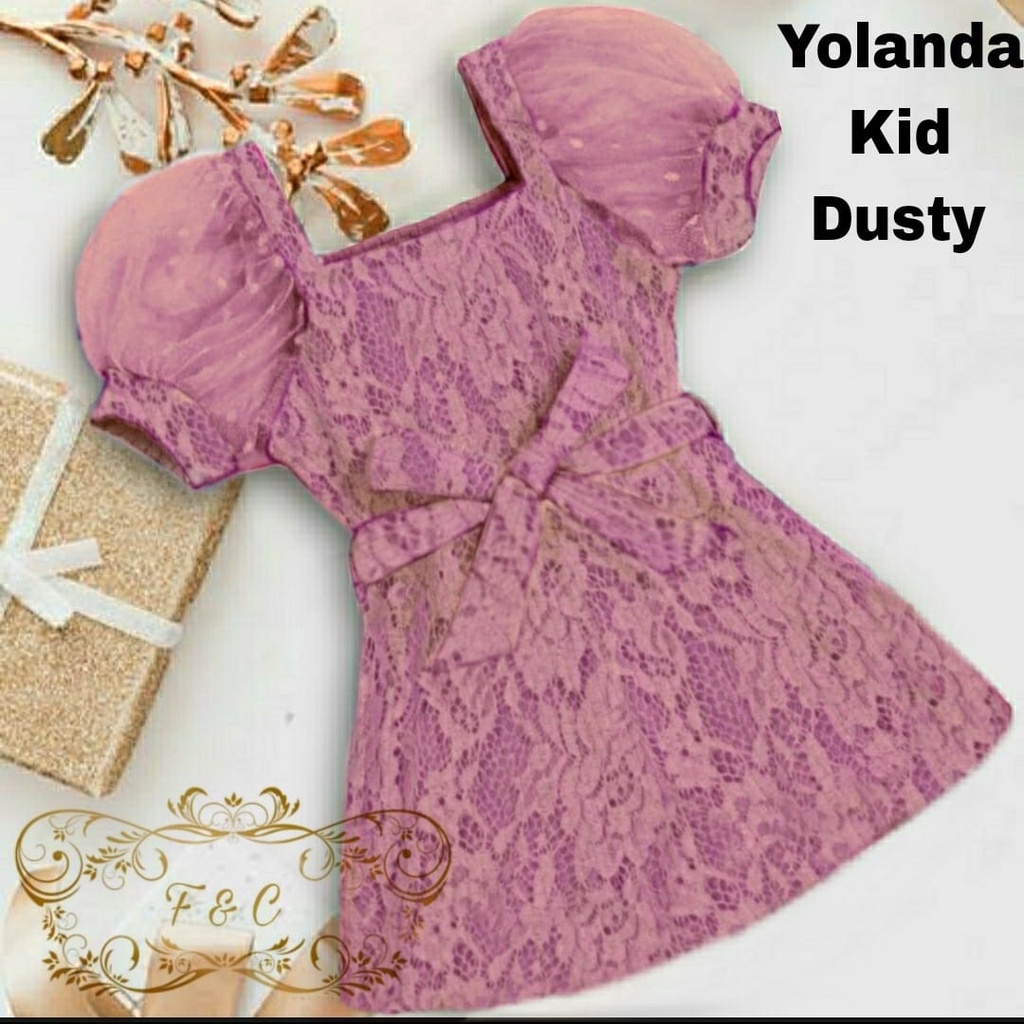 PCS DRESS YOLANDA KID FASHION PAKAIAN ANAK PEREMPUAN BAHAN BRUKAT FE