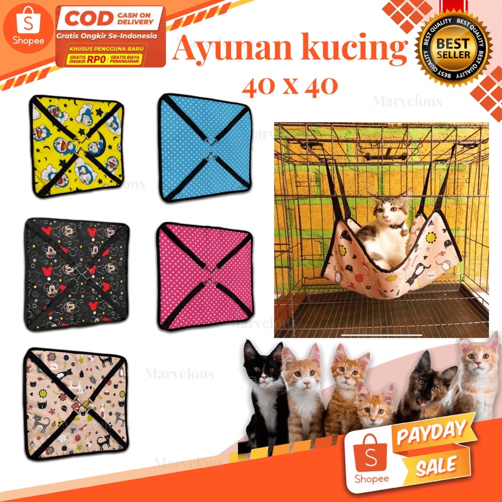 Ayunan kucing motif polos  / cat hammock / ayunan kandang kucing kuat