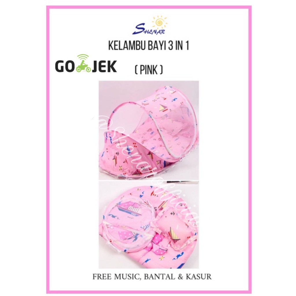 RB Kasur Kelambu Bayi 3 In 1 Shenar (Dapat Dilipat) Kelambu Bayi + Tilam Bayi + Bantal Bayi Dengan