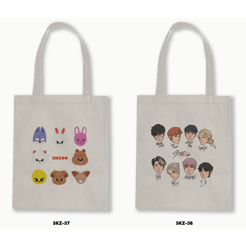 Tas Tote Bag Resleting Kanvas/Blacu  - Stray Kids 3