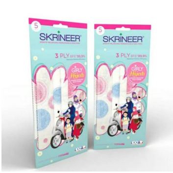 Skrineer Masker Hijab Motif Girly 3 PLY (1 pack isi 5 pcs)