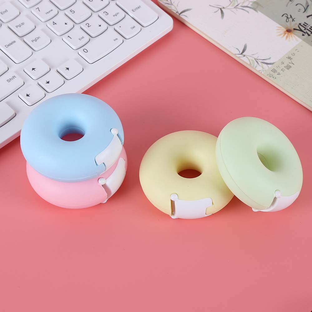 ELEGANT Cute Masking Tape Cutter Convenient Tape Split Tape Cutter School Tape Storage Organizer Office Supplies Candy Color Paper Donut Shape Tape Dispenser/Multicolor