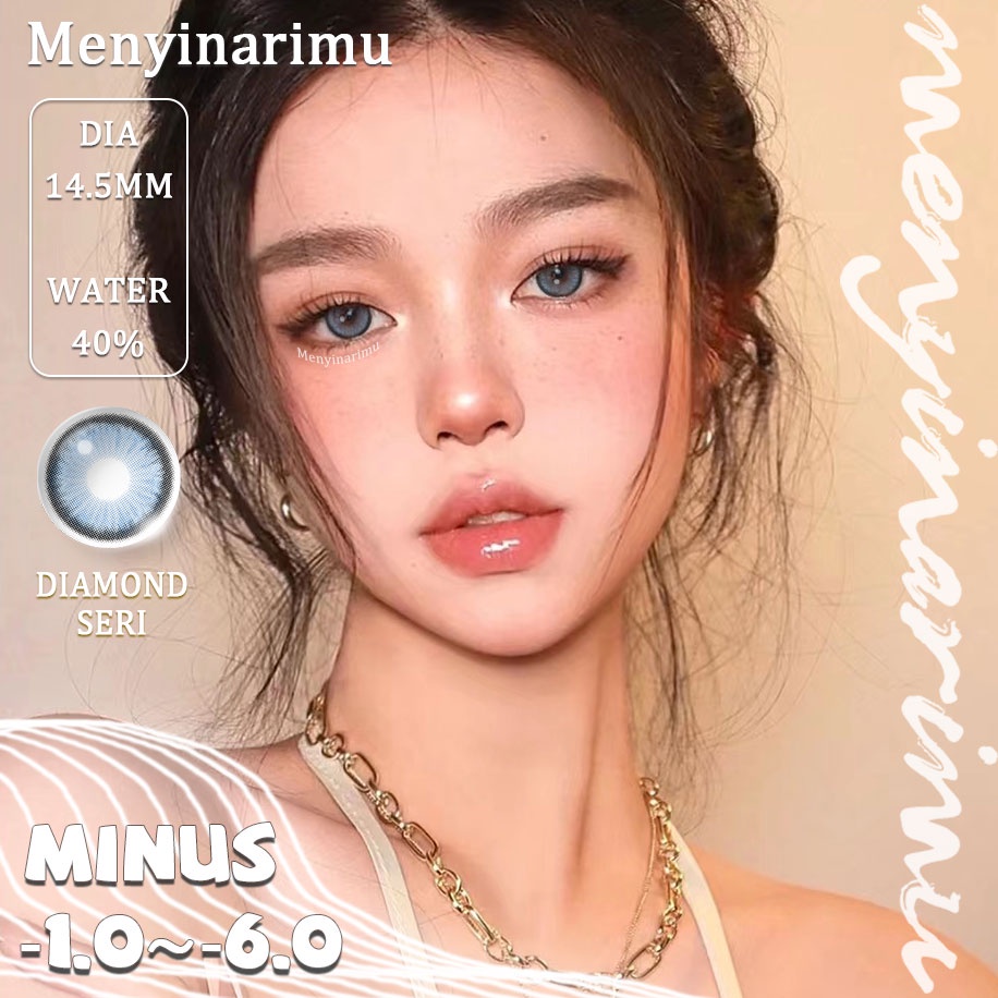 (COD)Menyinarimu DIAMOND Softlens Minus(-1~-6) Softlens Gray Lensa Mata Penuh Gaya Dan Cantik Softlens Brown Warna Lensa Kontak Soflen 2022 DIA 14.5MM New Dubai Import Premium Big Eye  Exoticon Softlen