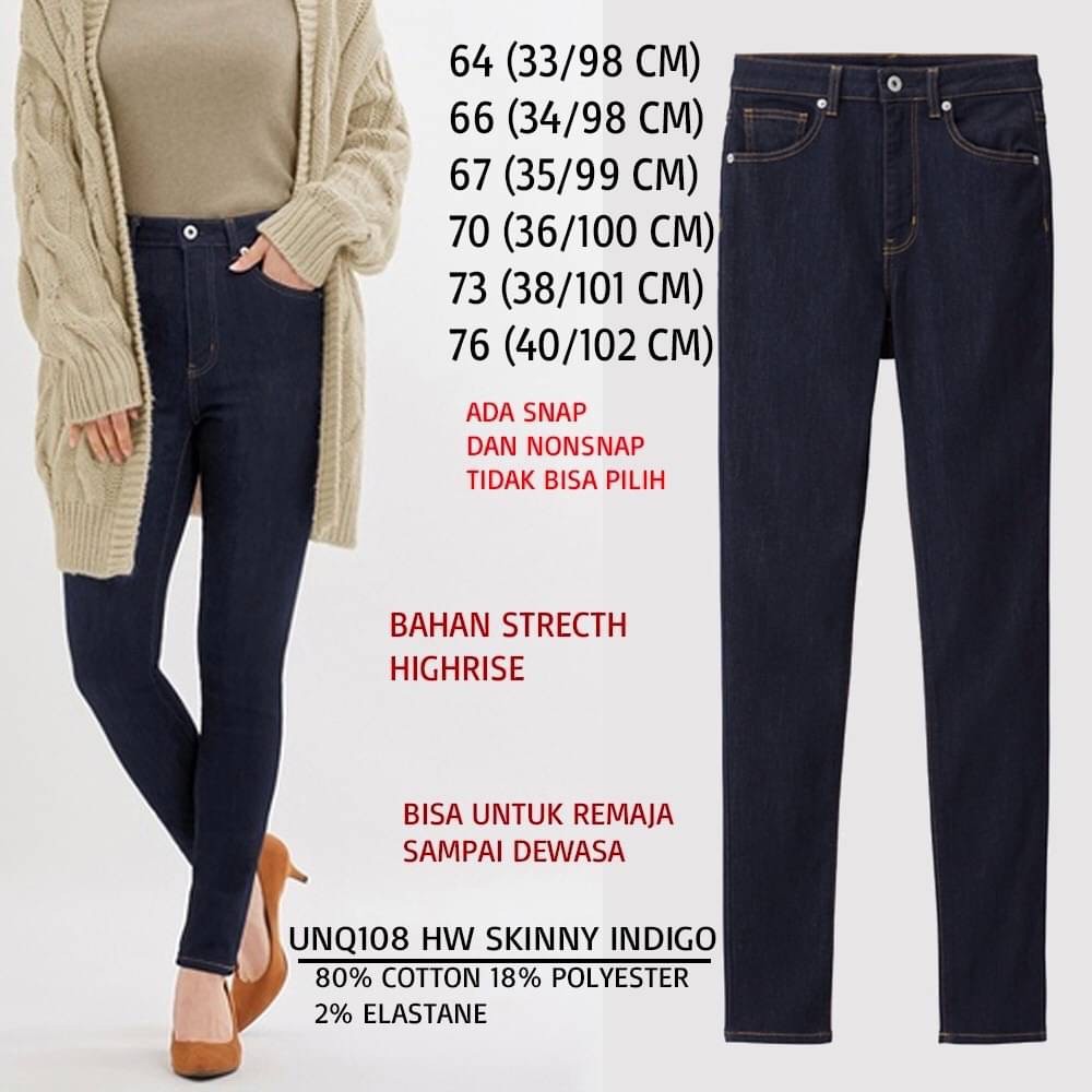 Celana Jeans Wanita Murah Uniqlo 108 HW Skinny Indigo