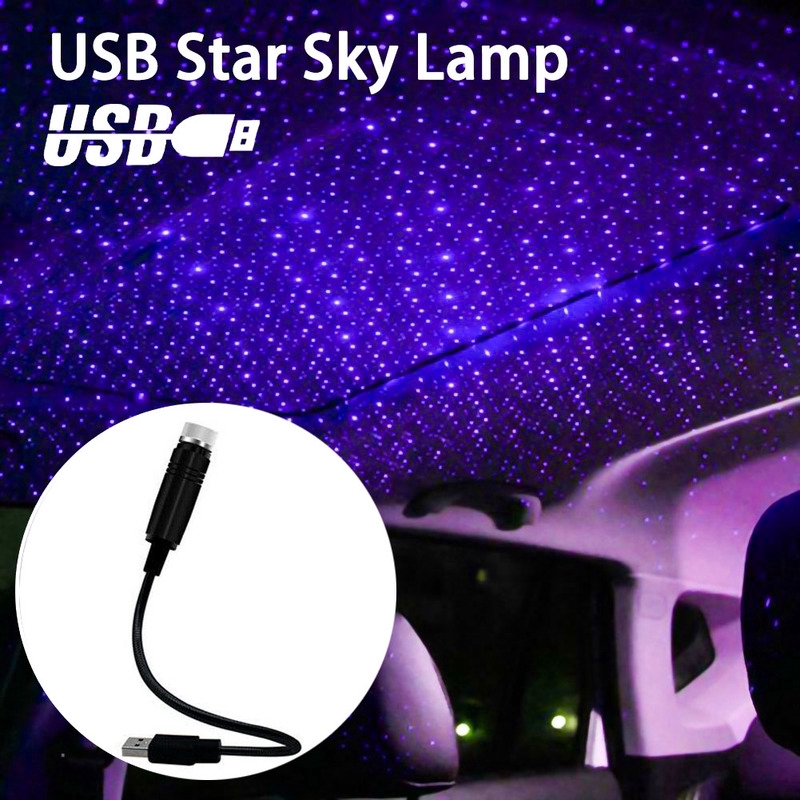 Lampu Proyektor Langit Berbintang Warna Ungu Adjustable Dengan Port Usb Untuk Dekorasi Interior Mobil